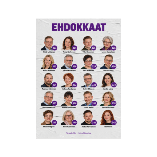 Ehdokasjuliste 80 x 120 cm (Liisteröitävä)